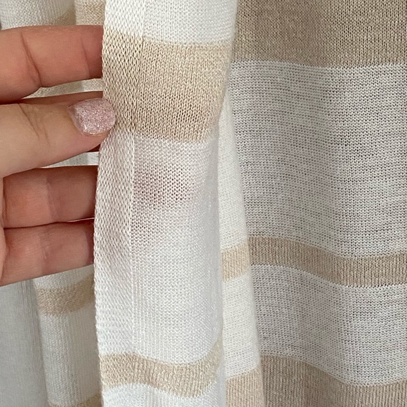 White and tan striped long cardigan size M - Picture 5 of 6